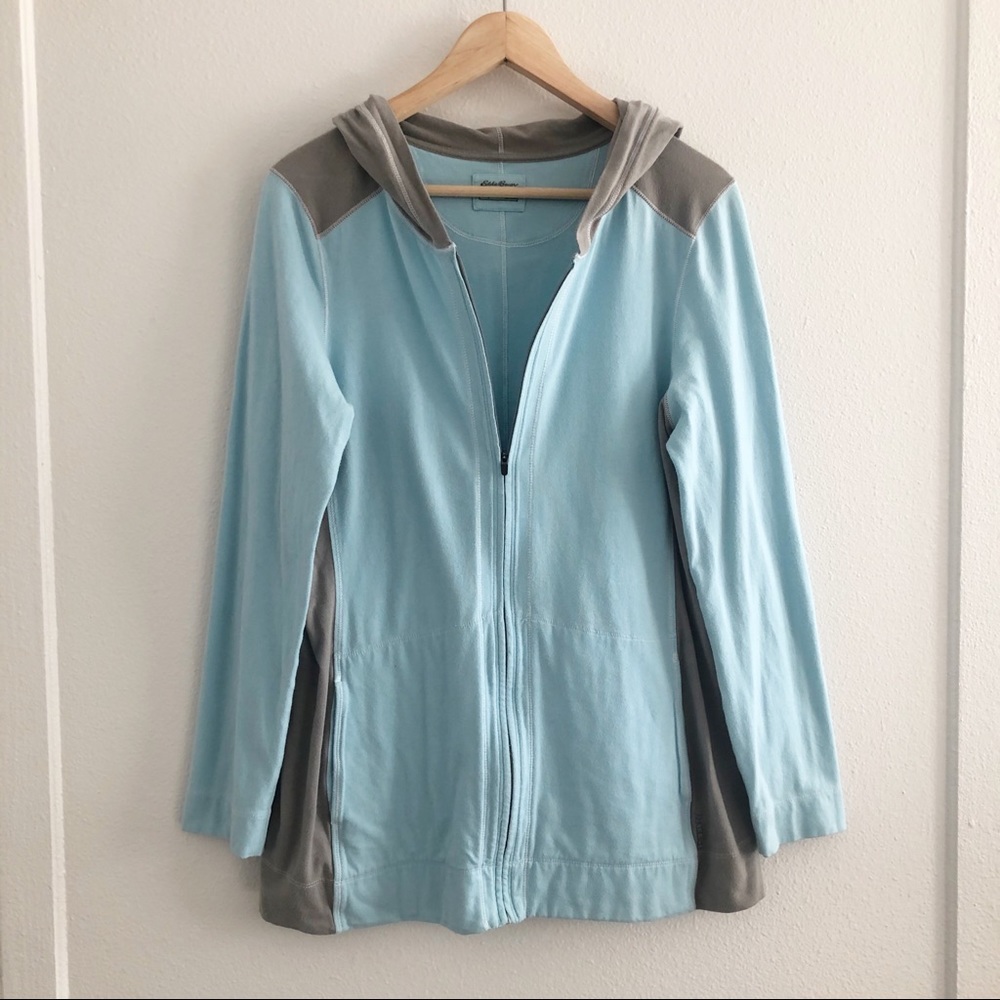 Eddie Bauer FreeDry Full Zip Sweatshirt / Jacket - Blue Gray Taupe - Large